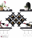 5pc Wall Mount Wine Rack Set w/ Storage Shelves in Black -  - Grape and Whiskey
