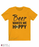 Beer Makes Me Hoppy Short Sleeve Tee - Gold / 3XL - Grape and Whiskey