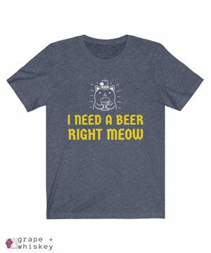 Beer Meow Men's Short Sleeve Tee - Heather Midnight Navy / 3XL - Grape and Whiskey