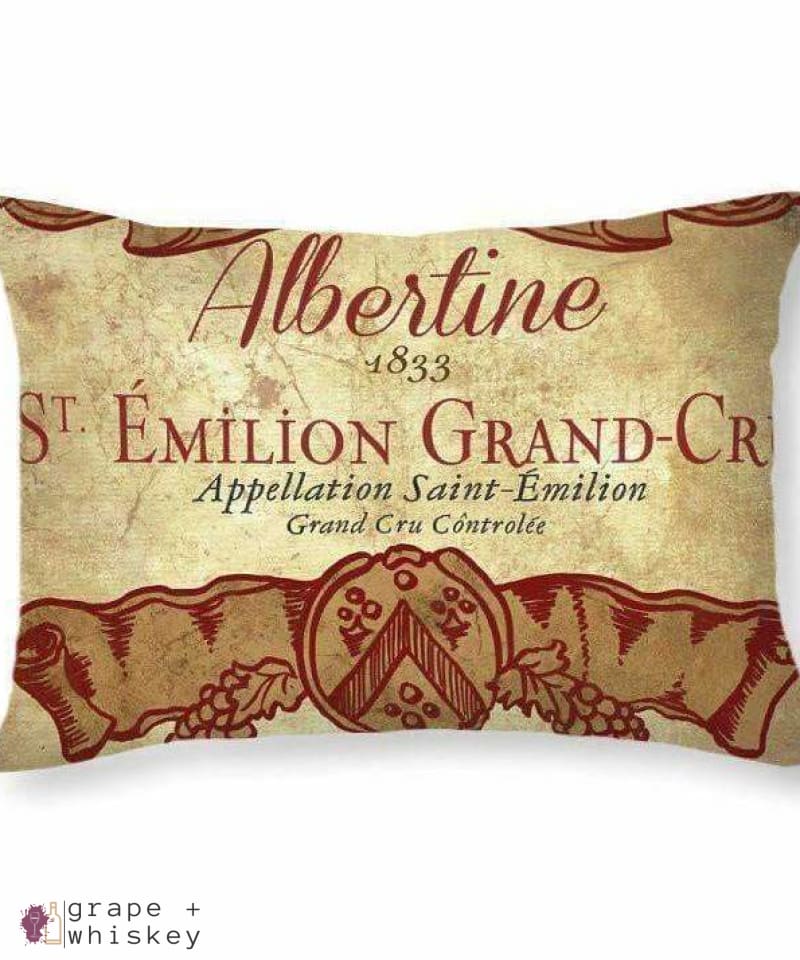 Chateau Albertine Wine Throw Pillow - 20" x 14" / No - Grape and Whiskey