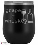&quot;Grape + Whiskey&quot; 12oz Stemless Wine Tumbler with Lid - Black - Grape and Whiskey