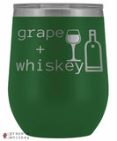 &quot;Grape + Whiskey&quot; 12oz Stemless Wine Tumbler with Lid - Green - Grape and Whiskey