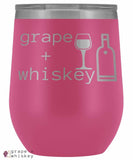 &quot;Grape + Whiskey&quot; 12oz Stemless Wine Tumbler with Lid - Pink - Grape and Whiskey