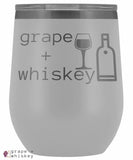 &quot;Grape + Whiskey&quot; 12oz Stemless Wine Tumbler with Lid - White - Grape and Whiskey