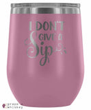 &quot;I Don't Give a Sip&quot; 12oz Stemless Wine Tumbler with Lid - Light Purple - Grape and Whiskey