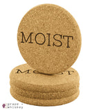 Moist Cork Coasters - Round Cork Coaster - 4pc - Grape and Whiskey