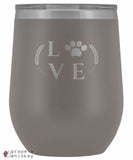 &quot;Puppy Love&quot; 12oz Stemless Wine Tumbler with Lid - Pewter - Grape and Whiskey