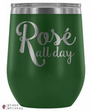 &quot;Rose All Day&quot; 12oz Stemless Wine Tumbler with Lid - Green - Grape and Whiskey