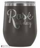 &quot;Rose All Day&quot; 12oz Stemless Wine Tumbler with Lid - Pewter - Grape and Whiskey