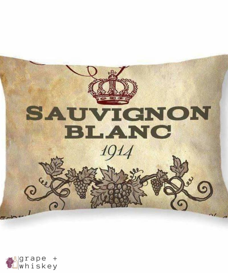 Sauvignon Blanc Throw Pillow - 20" x 14" / No - Grape and Whiskey