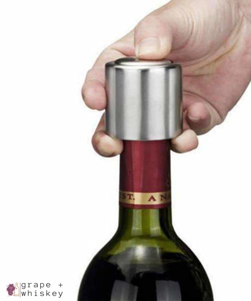 Stainless Steel Vacuum Wine Sealer - Default Title - Grape and Whiskey