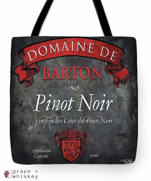 Still Life Wine Label Square Viii Tote Bag - 18&quot; x 18&quot; - Grape and Whiskey