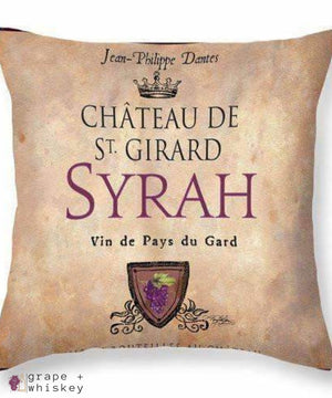 Syrah Throw Pillow - 26&quot; x 26&quot; / No - Grape and Whiskey