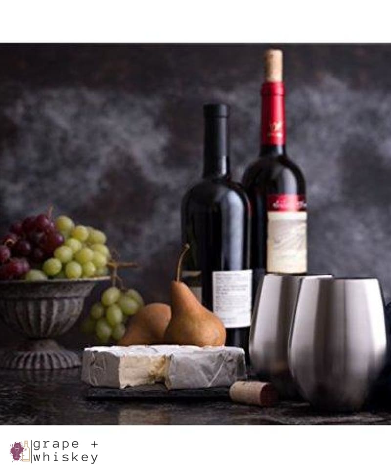Vino Innovations Stainless Steel Stemless Wine Glasses, Set of 4, 18oz -  - Grape and Whiskey