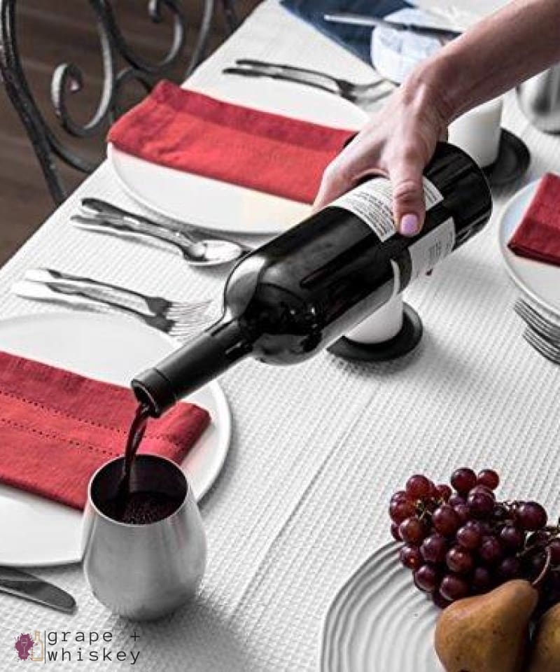 Vino Innovations Stainless Steel Stemless Wine Glasses, Set of 4, 18oz -  - Grape and Whiskey