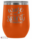 &quot;Wine is my Spirit Animal&quot; 12oz Stemless Wine Tumbler with Lid - Orange - Grape and Whiskey
