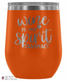 "Wine is my Spirit Animal" 12oz Stemless Wine Tumbler with Lid - Orange - Grape and Whiskey