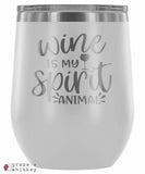 "Wine is my Spirit Animal" 12oz Stemless Wine Tumbler with Lid - White - Grape and Whiskey