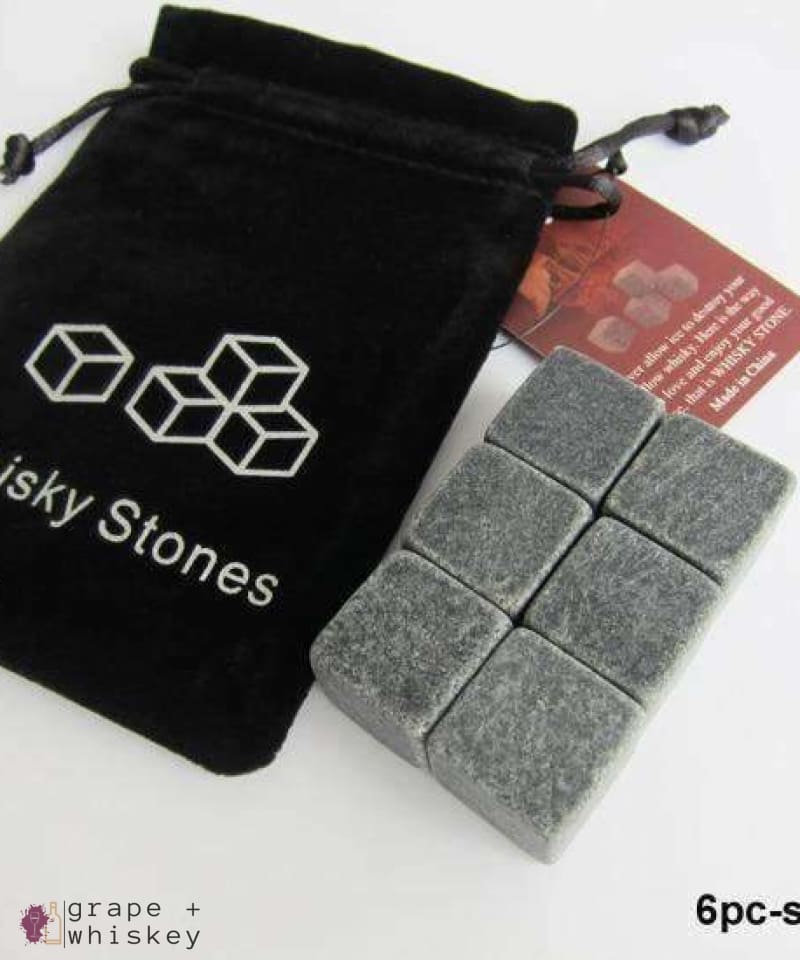 100% Natural Whiskey Stones - 6pc black - Grape and Whiskey