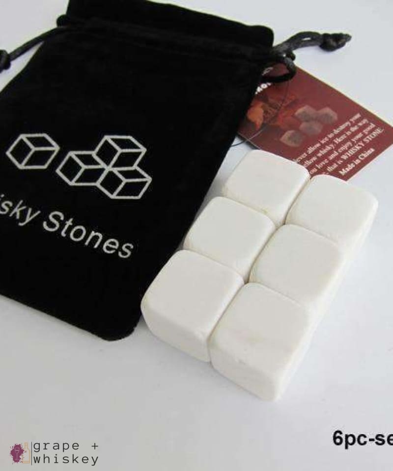 100% Natural Whiskey Stones - 6pc white - Grape and Whiskey