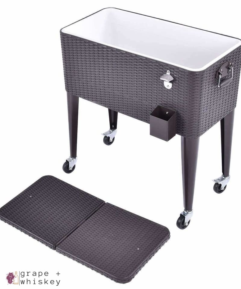 80QT Outdoor Portable Rattan Cooler Cart -  - Grape and Whiskey