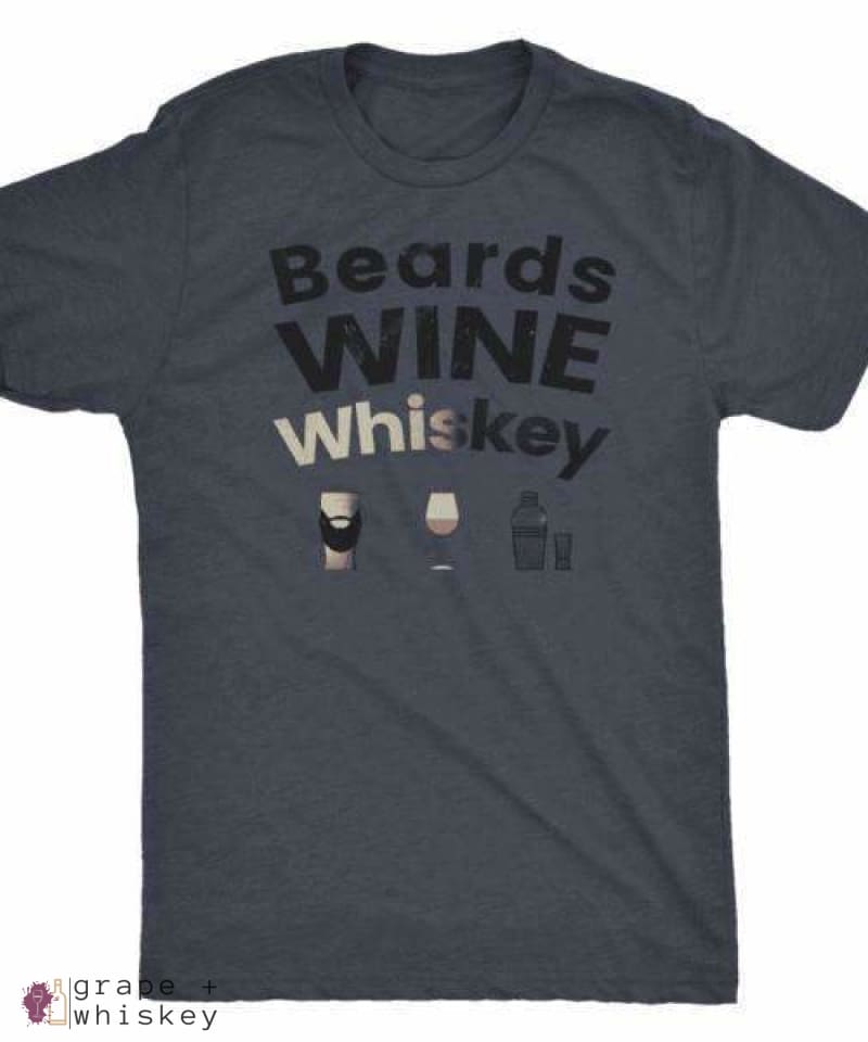 Beards WINE Whiskey Triblend Men's Short Sleeve Tee - Next Level Mens Triblend / Vintage Navy / 3XL - Grape and Whiskey