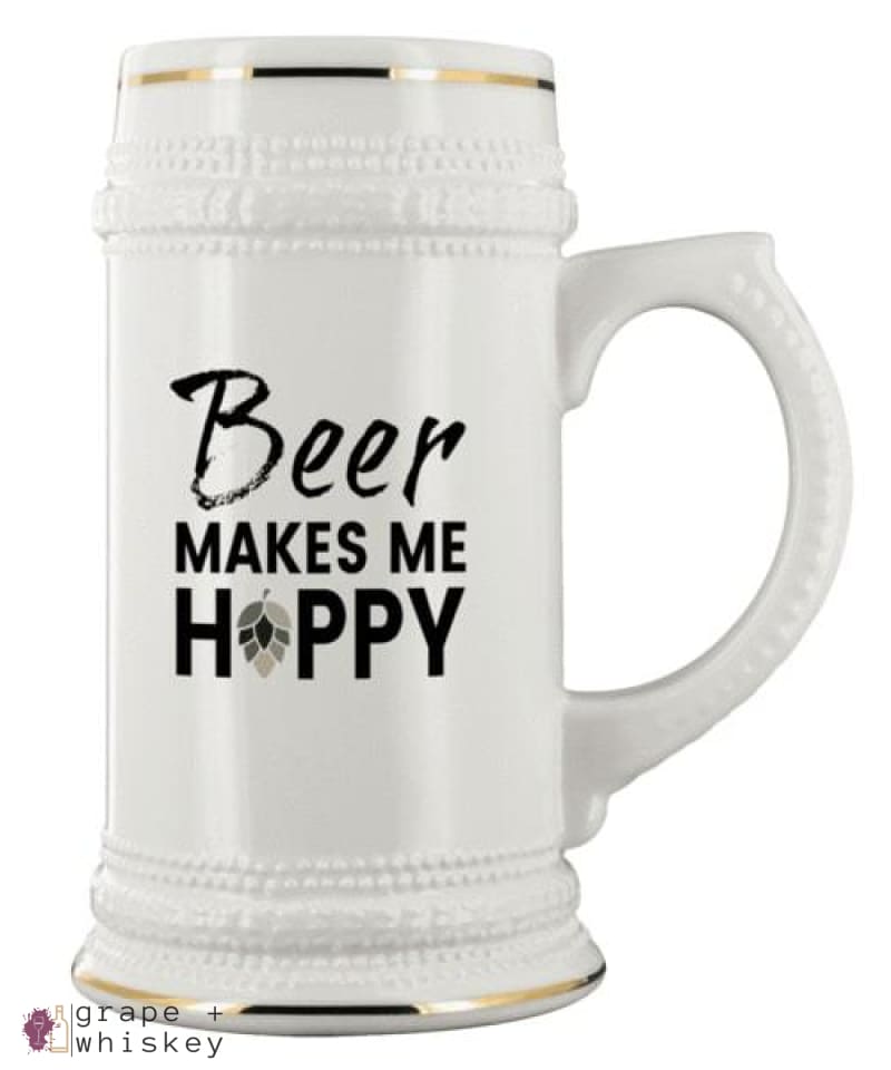 &quot;Beer Makes Me Hoppy&quot; 22oz Beer Stein - Beer Makes Me Hoppy - Grape and Whiskey