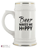 &quot;Beer Makes Me Hoppy&quot; 22oz Beer Stein -  - Grape and Whiskey