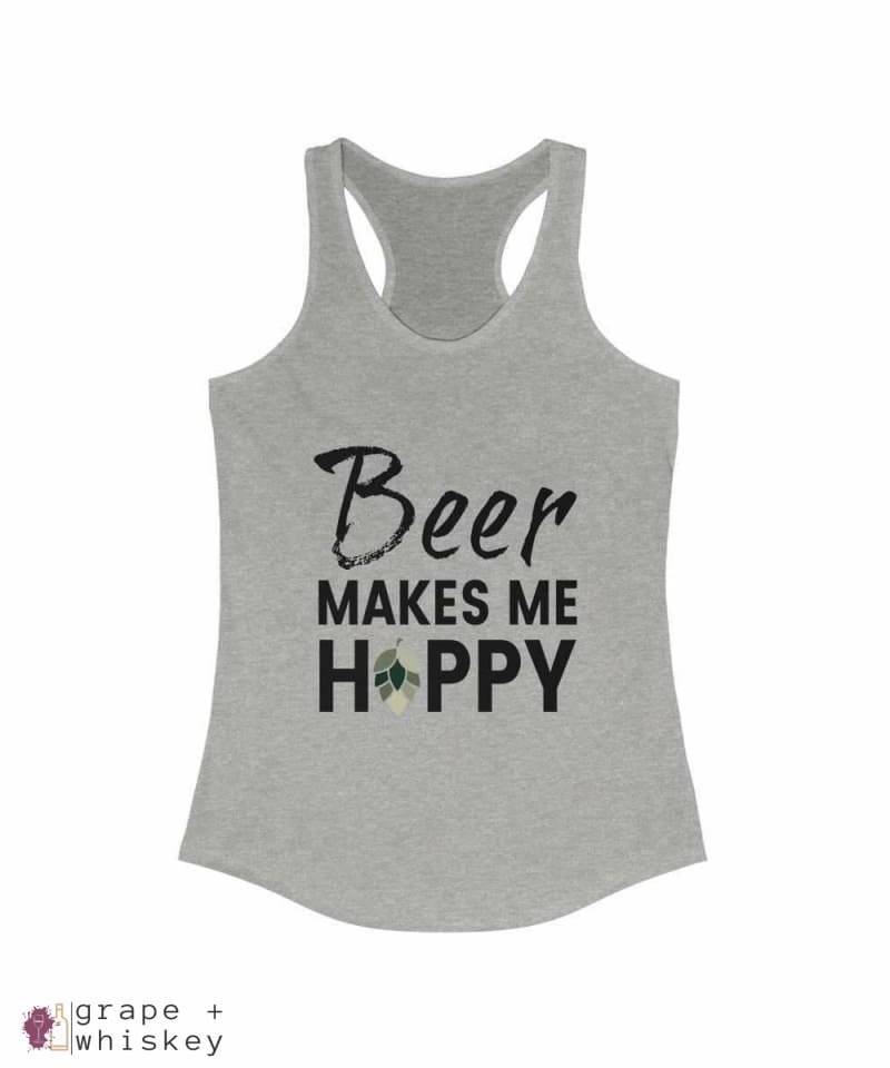 Beer Makes Me Hoppy Racerback Tank fitted for Women - Heather Grey / 2XL - Grape and Whiskey
