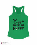 Beer Makes Me Hoppy Racerback Tank fitted for Women - Solid Kelly Green / 2XL - Grape and Whiskey