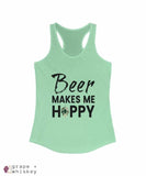 Beer Makes Me Hoppy Racerback Tank fitted for Women - Solid Mint / 2XL - Grape and Whiskey