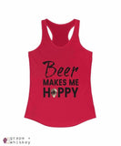 Beer Makes Me Hoppy Racerback Tank fitted for Women - Solid Red / 2XL - Grape and Whiskey
