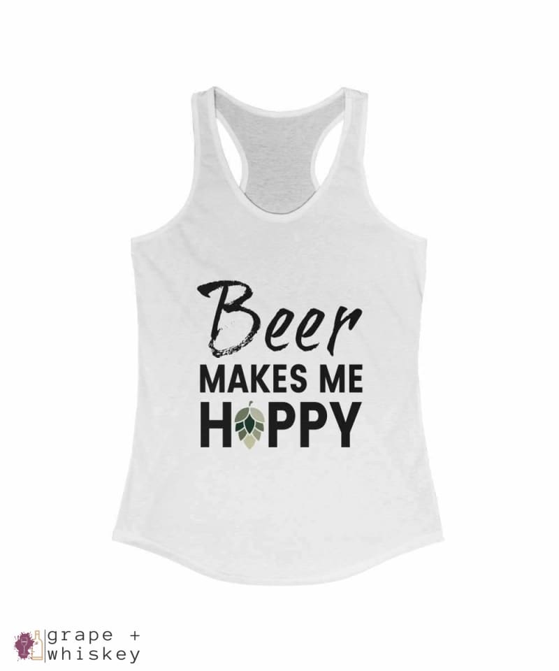 Beer Makes Me Hoppy Racerback Tank fitted for Women - Solid White / 2XL - Grape and Whiskey