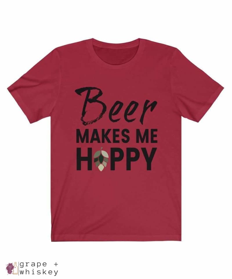 Beer Makes Me Hoppy Short Sleeve Tee - Canvas Red / 3XL - Grape and Whiskey