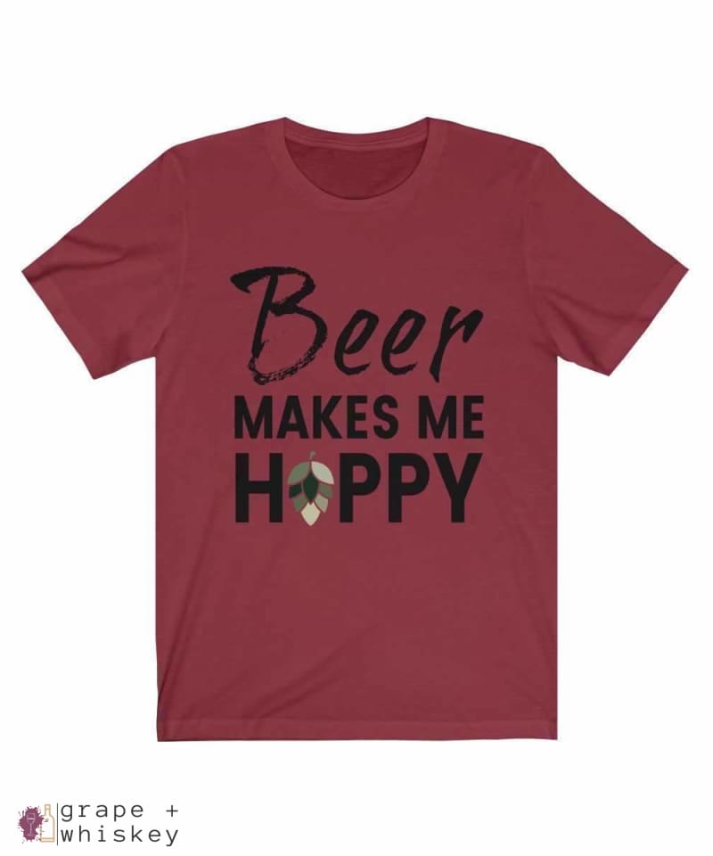 Beer Makes Me Hoppy Short Sleeve Tee - Cardinal / 3XL - Grape and Whiskey