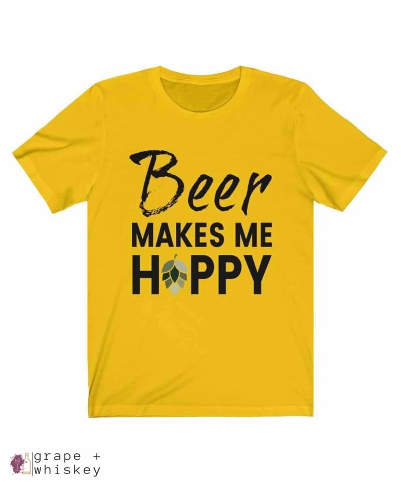 Beer Makes Me Hoppy Short Sleeve Tee - Maize Yellow / 3XL - Grape and Whiskey