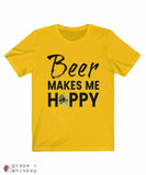 Beer Makes Me Hoppy Short Sleeve Tee - Maize Yellow / 3XL - Grape and Whiskey