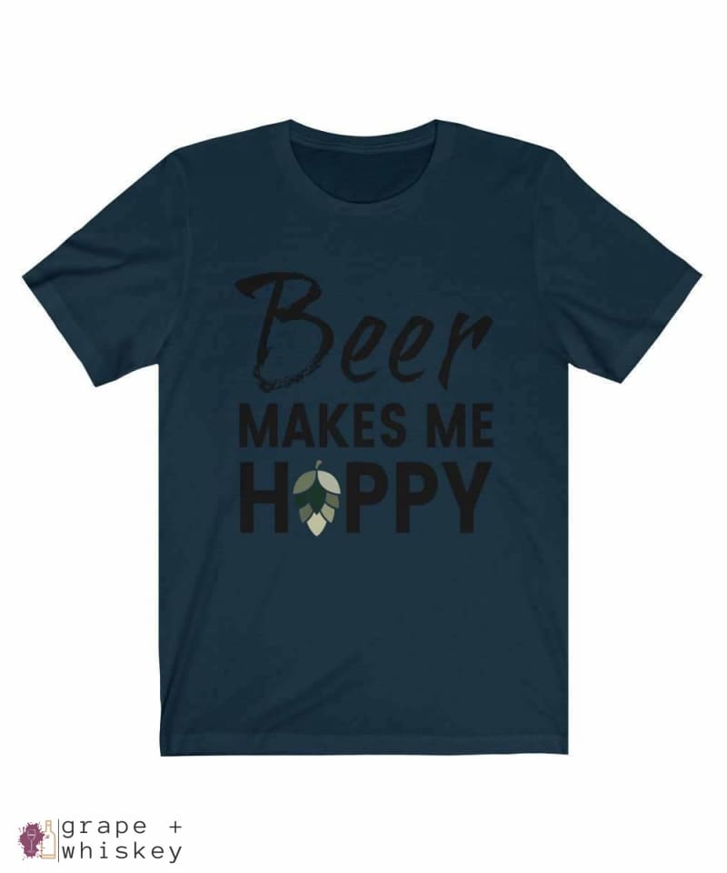 Beer Makes Me Hoppy Short Sleeve Tee - Navy / 3XL - Grape and Whiskey