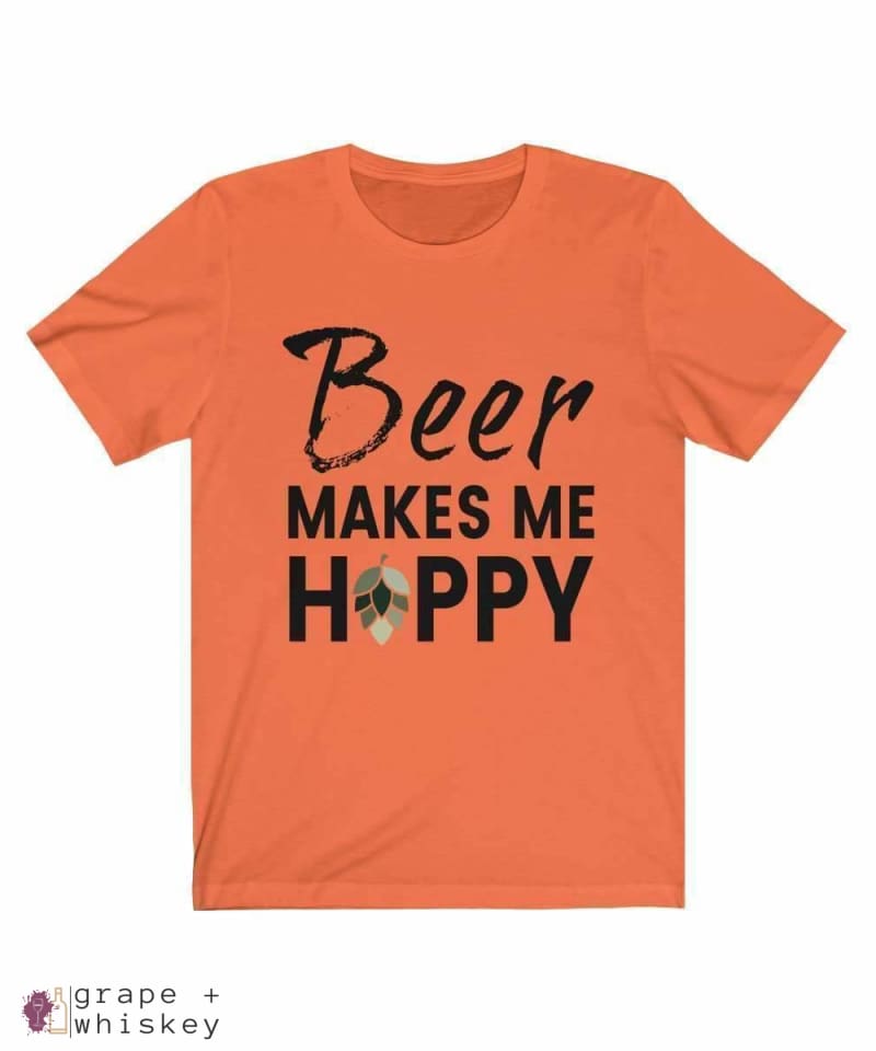 Beer Makes Me Hoppy Short Sleeve Tee - Orange / 3XL - Grape and Whiskey