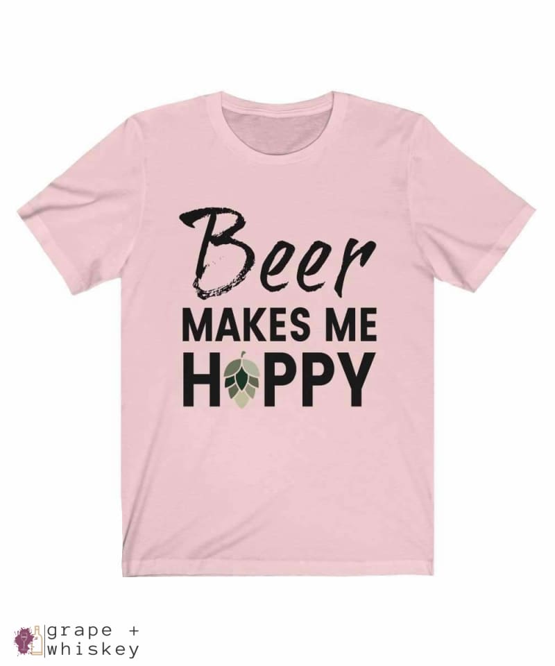 Beer Makes Me Hoppy Short Sleeve Tee - Soft Pink / 3XL - Grape and Whiskey