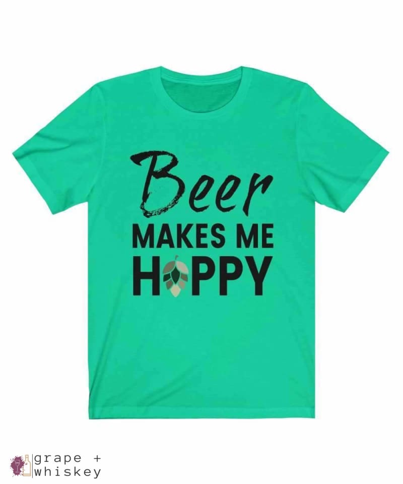Beer Makes Me Hoppy Short Sleeve Tee - Teal / 3XL - Grape and Whiskey