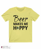 Beer Makes Me Hoppy Short Sleeve Tee - Yellow / 3XL - Grape and Whiskey
