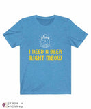 Beer Meow Men's Short Sleeve Tee - Heather Columbia Blue / 3XL - Grape and Whiskey