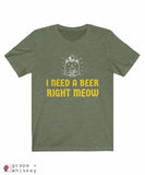 Beer Meow Men's Short Sleeve Tee - Heather Olive / 3XL - Grape and Whiskey
