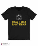 Beer Meow Men's Short Sleeve Tee - Solid Black Blend / 3XL - Grape and Whiskey