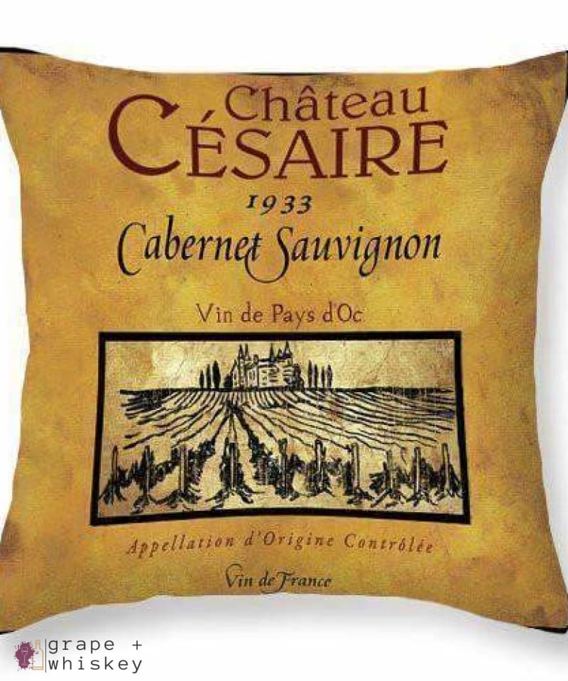 Cabernet Sauvignon Throw Pillow - 26&quot; x 26&quot; / No - Grape and Whiskey