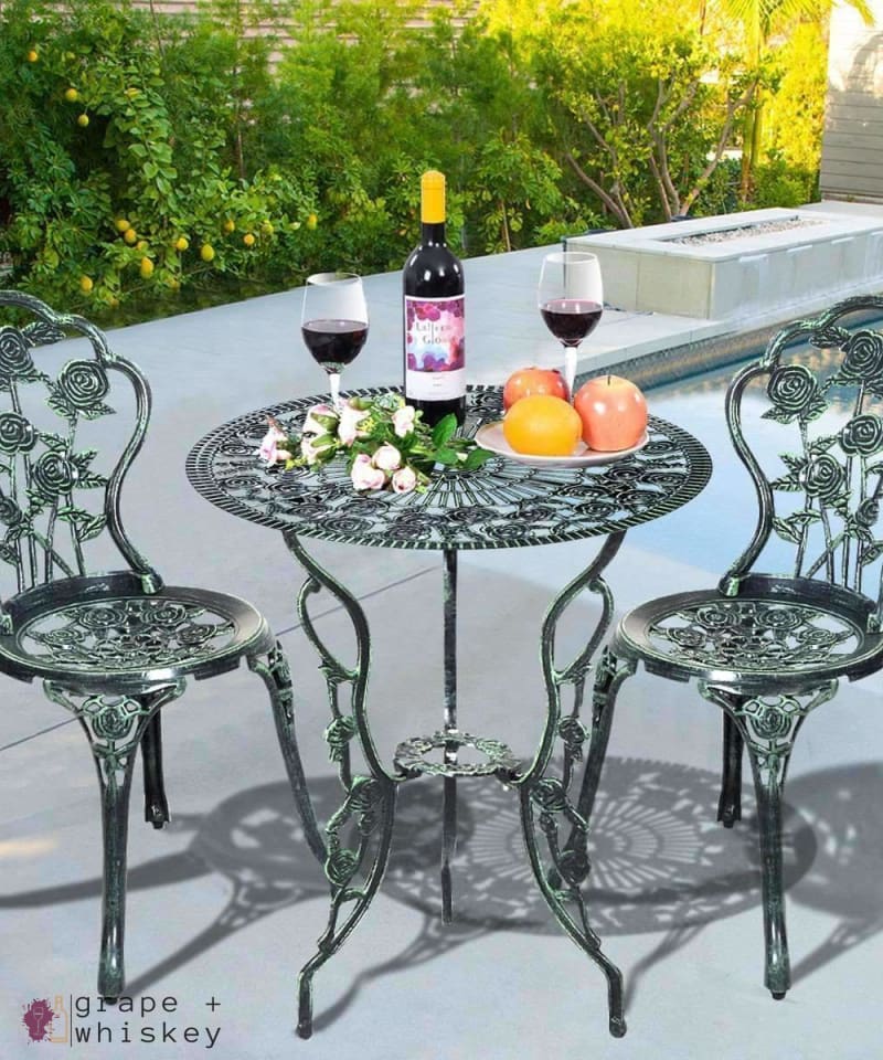 Cast Aluminum Bistro Rose Furniture Set - Default Title - Grape and Whiskey