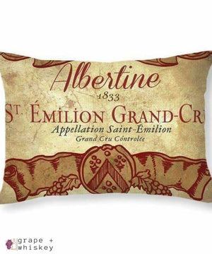 Chateau Albertine Wine Throw Pillow - 20&quot; x 14&quot; / No - Grape and Whiskey