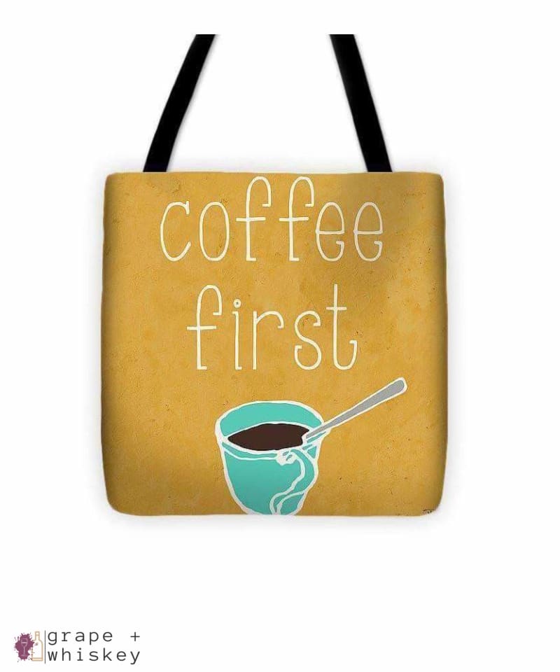 &quot;Coffee Or Wine&quot; Tote Bag - 13&quot; x 13&quot; - Grape and Whiskey