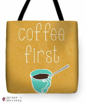 &quot;Coffee Or Wine&quot; Tote Bag - 18&quot; x 18&quot; - Grape and Whiskey